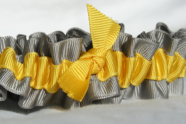 gray and yellow ecofriendly wedding garters juliane smith style 402