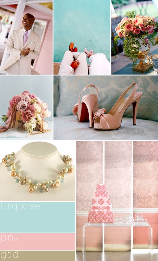 gold and turquoise color wedding themes