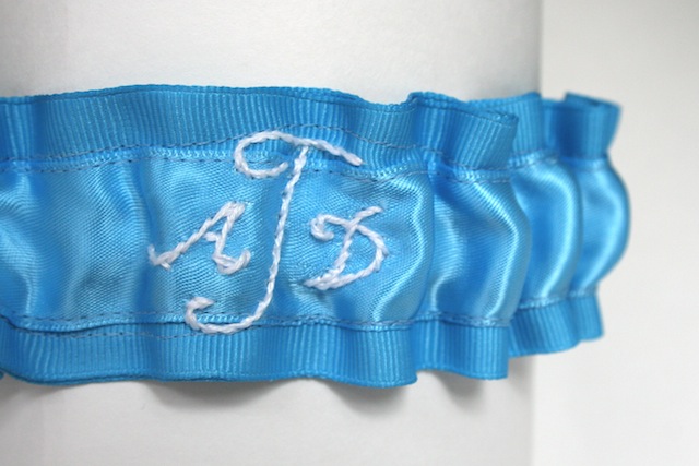 The next something blue wedding garter is royal blue grosgrain with a royal