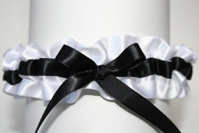 wedding programs date format White Black Wedding Garter